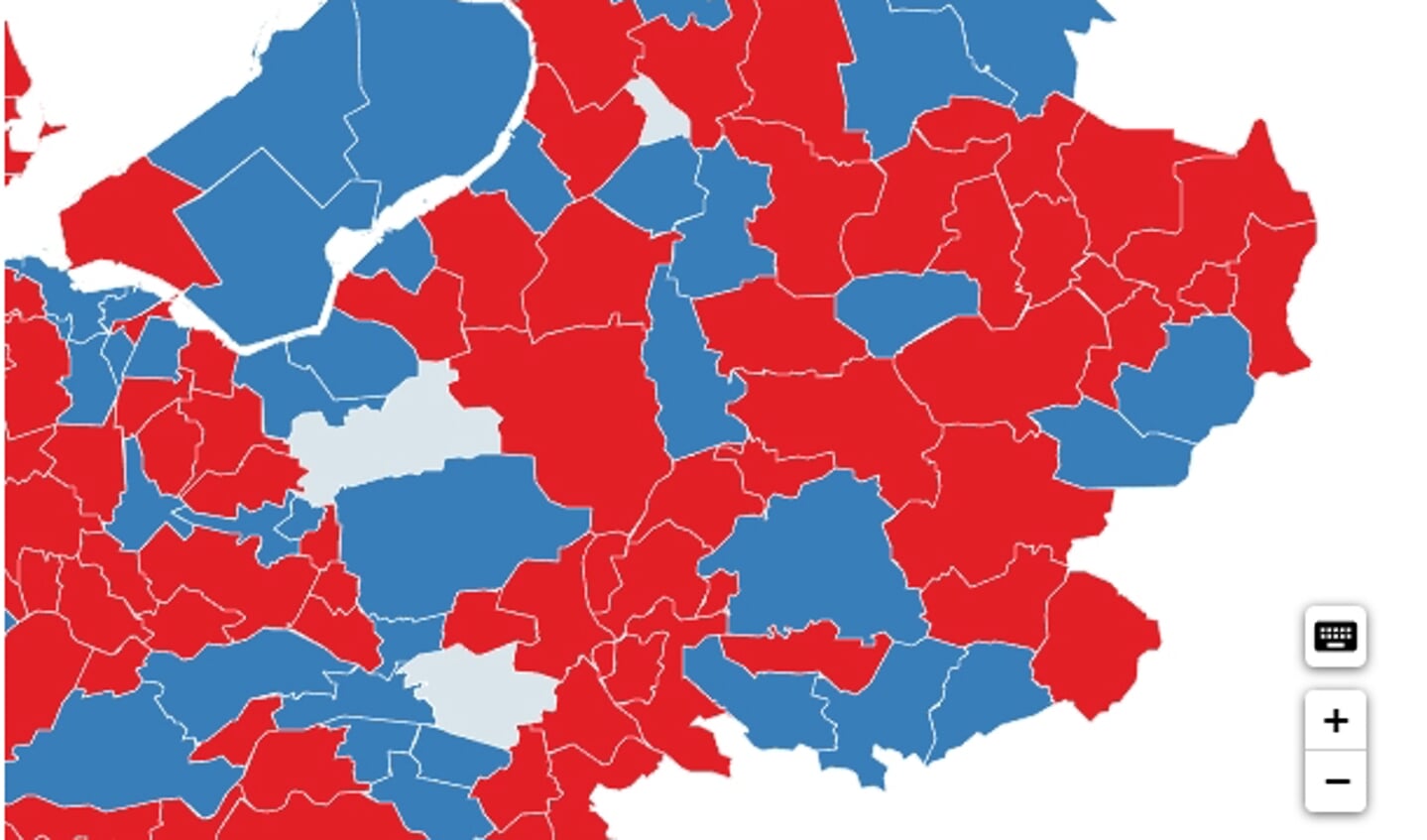 Screenshot van de kaart op Nu.nl