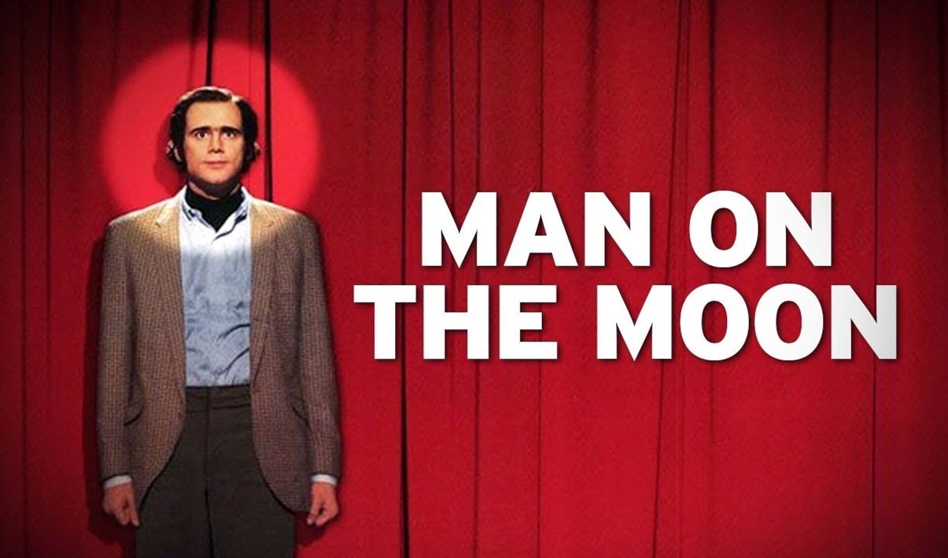Jim Carrey speelt overtuigend de rol van de overleden komiek Andy Kaufman in de film 'Man on the Moon'. 