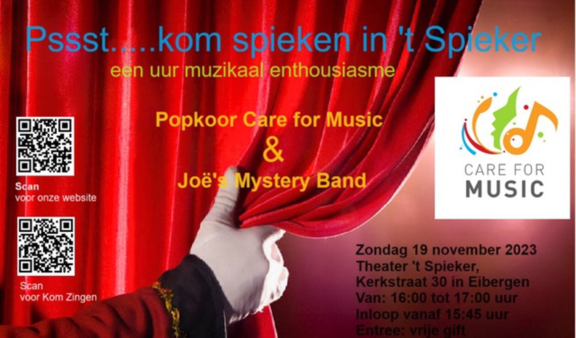 Care fot Music en Joë's Mystery Band treden op in Theater 't Spieker. 