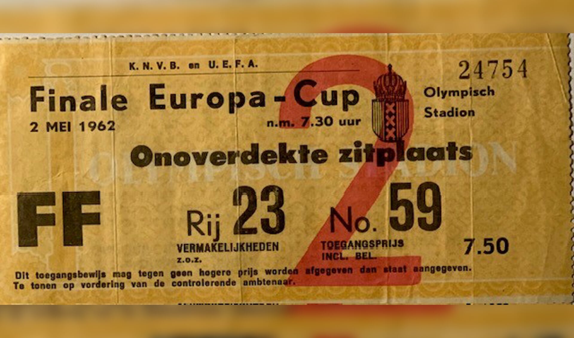 Dit voetbalkaartje kreeg Fred Baars van de heer Theo Bolk en was van wijlen Dvc’26 - secretaris dhr. Jo Bolk. EC1-Finale van 1962 tussen Benfica - Real Madrid.