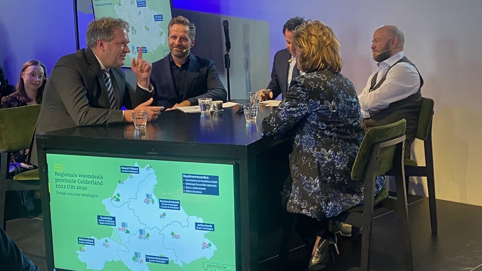 Een debat over de Woondeals met onder meer wethouder Arjen van Gijssel van Berkelland, namens de Regio Achterhoek. Foto: Regio Achterhoek