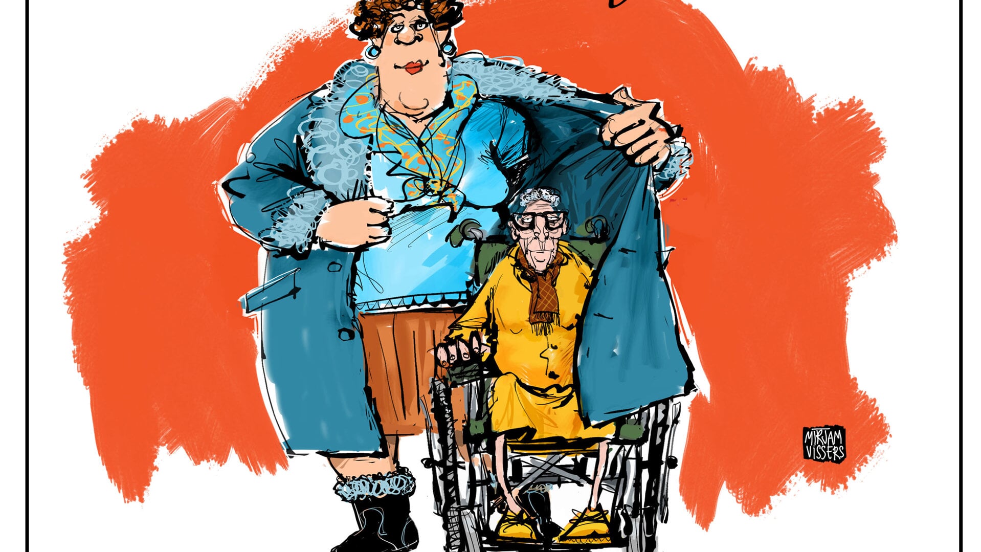 Mantelzorg onder de aandacht bij volgende bijeenkomst Parkinson Café Berkelland in Neede. Illustratie: Mirjam Vissers
