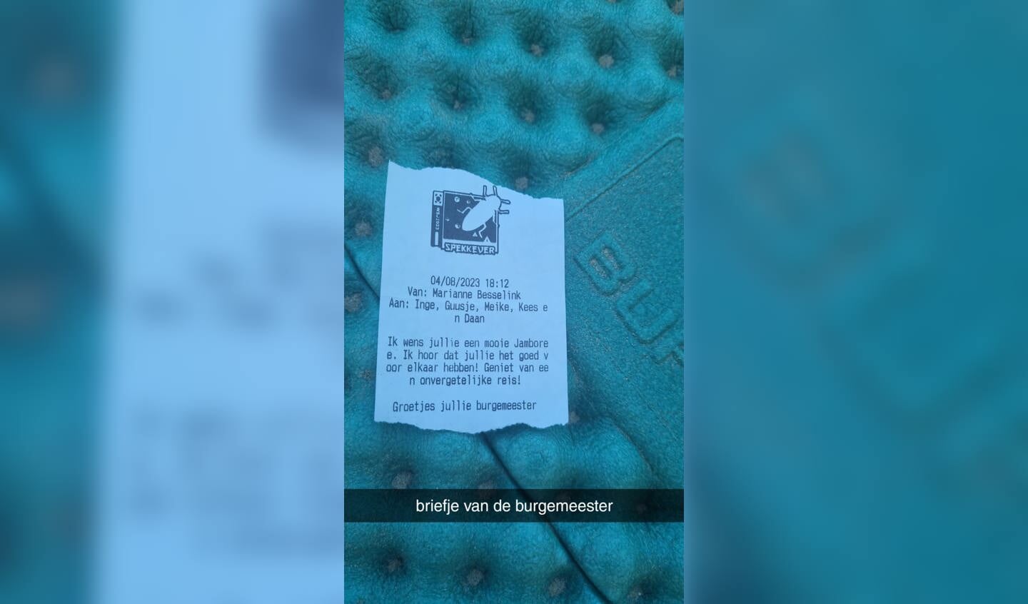 Dit jaar was er een berichtenservice. Eigen foto
