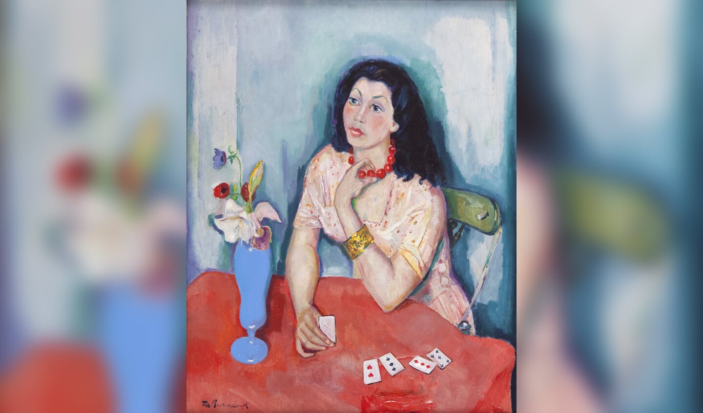 Portret vrouw met speelkaarten, olieverf op doek, jaren ‘50. Foto: PR