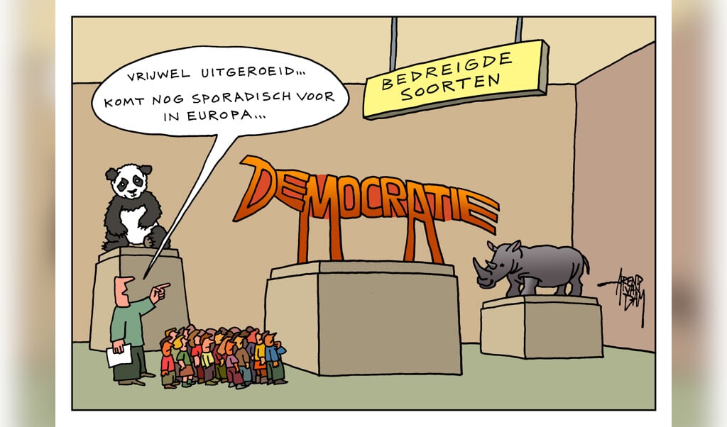 Democratie bedreigd door cartoonist Arend van Dam