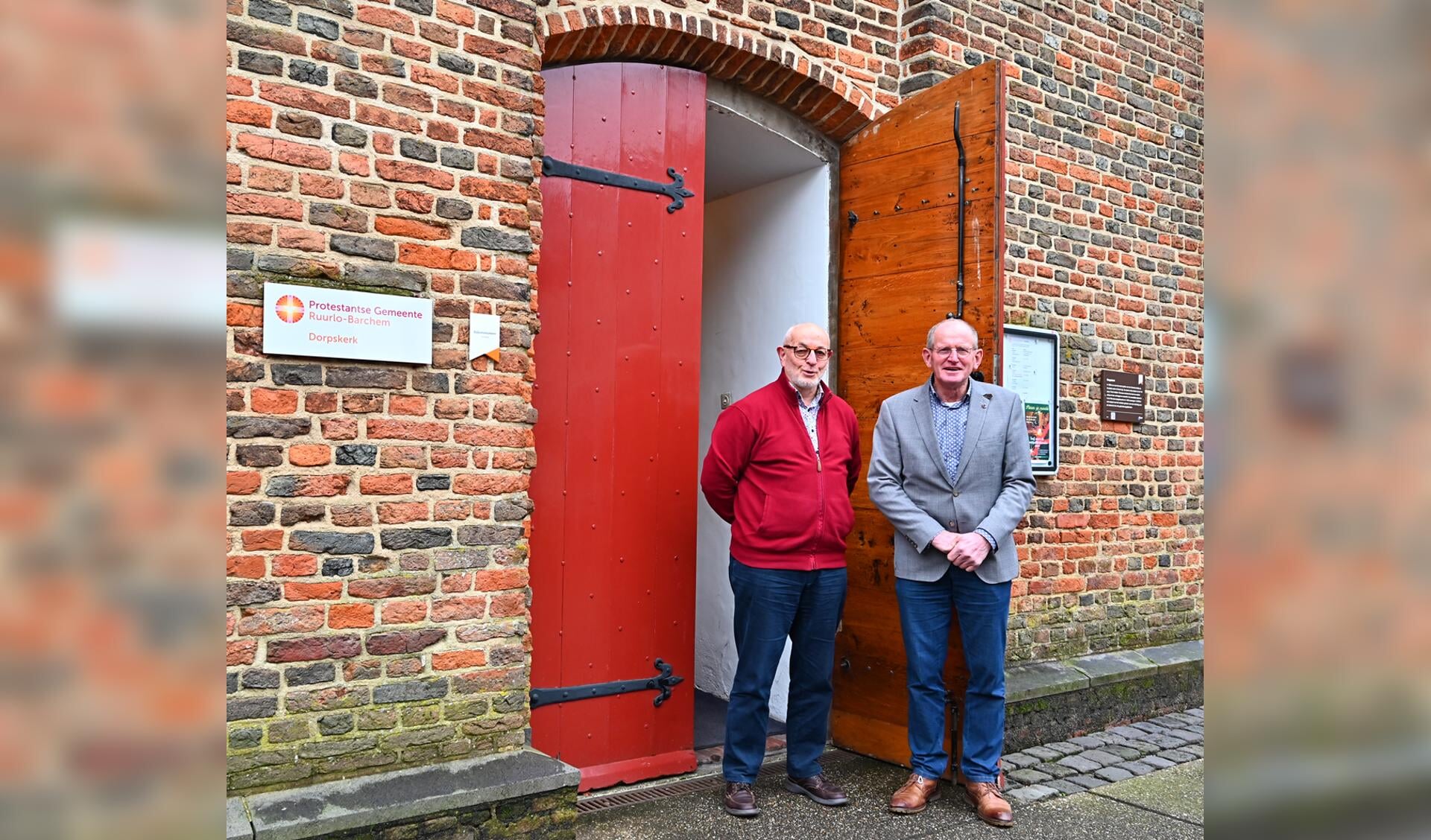 Rinus Dijkman (rechts) en Andries Stam houden een warm pleidooi voor Actie Kerkbalans: “Het werk van de kerk moet kunnen doorgaan!” Foto: PR