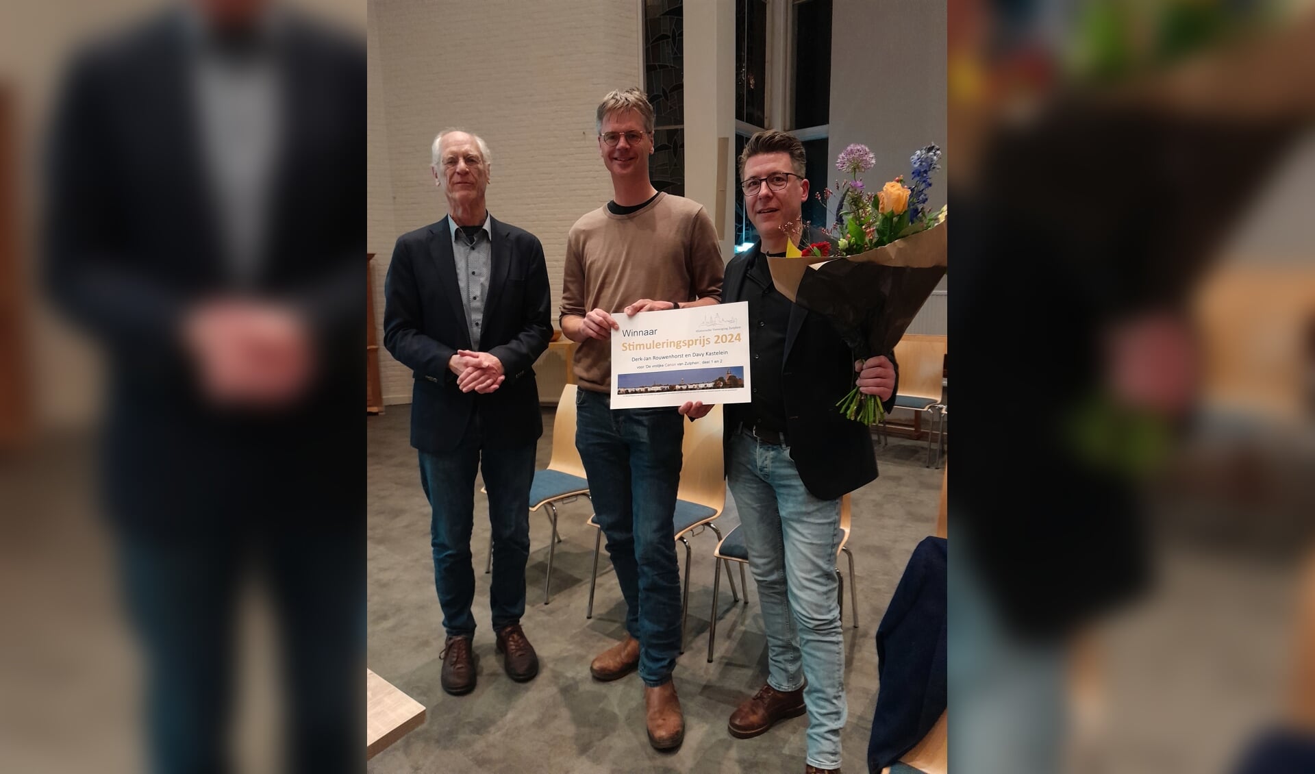 Davy Kastelein en Derk-Jan Rouwenhorst gingen met de Stimuleringsprijs van 250 euro naar huis. Foto: Ineke Hissink