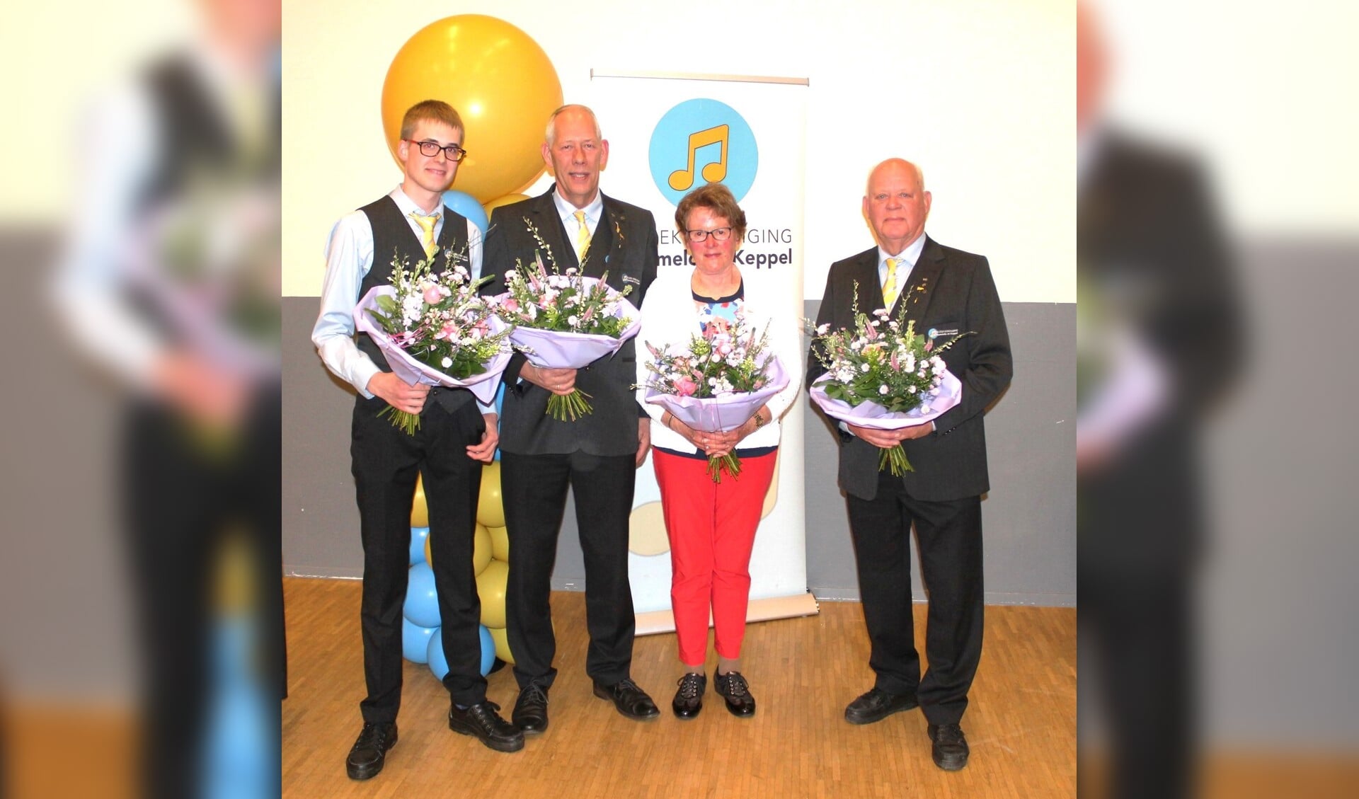 V.l.n.r.: De jubilarissen Teun van Binsbergen, Jan Tiecken, Henny Boesveld en Freek Jolink. Foto: PR