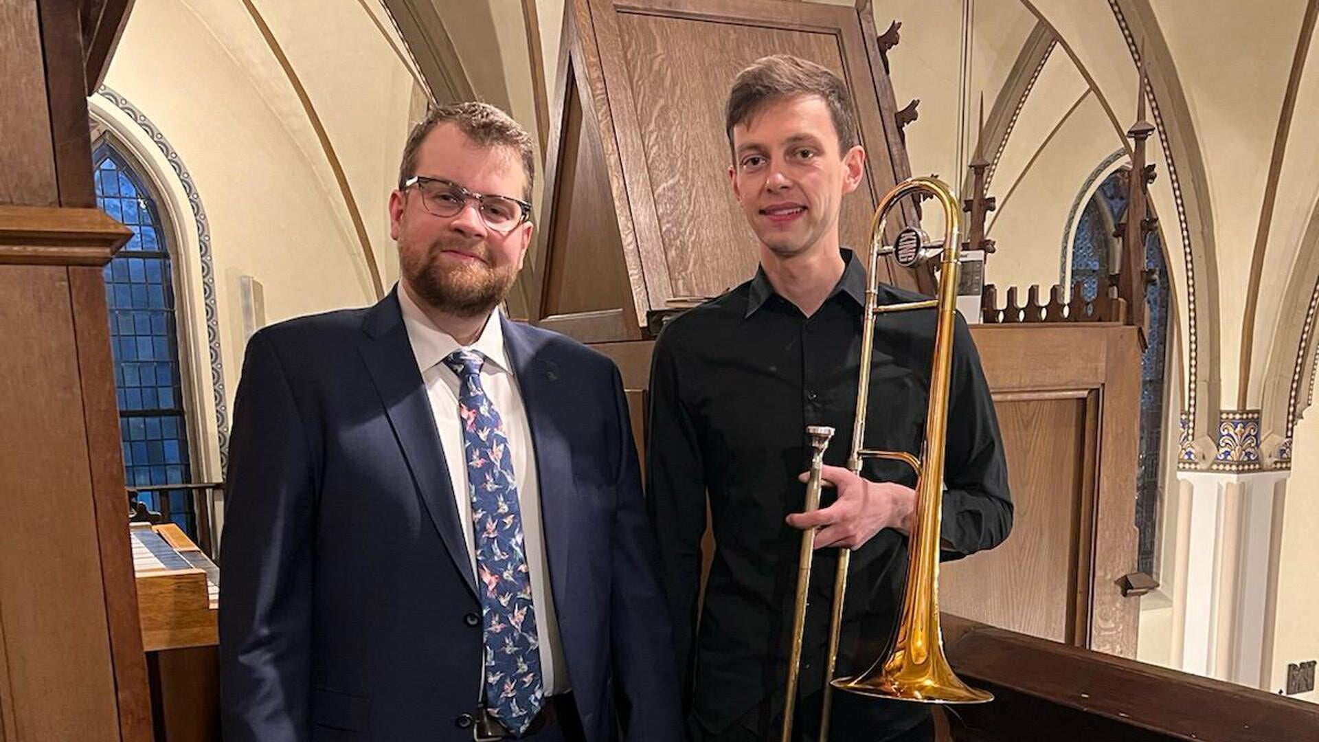Organisit Kamil Gizenski en trombonist Henrik Wallraven. Foto: PR