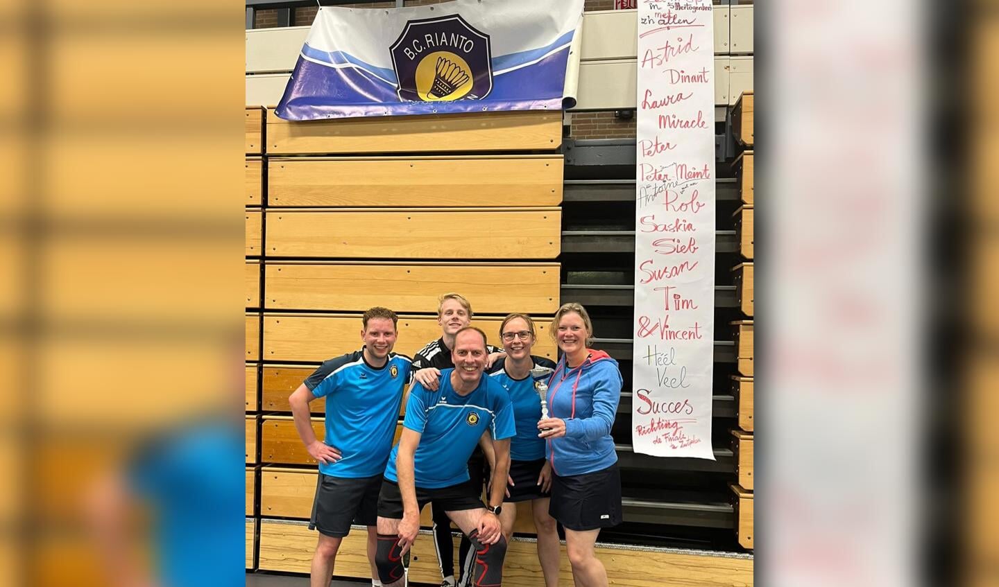 Team 1 BC Rianto kampioen (v.l.n.r. Tim Kamphorst, Sieb Veneman, Peter Alferink, Saskia Rispens en Laura Ootens). Foto: Susan Arentz