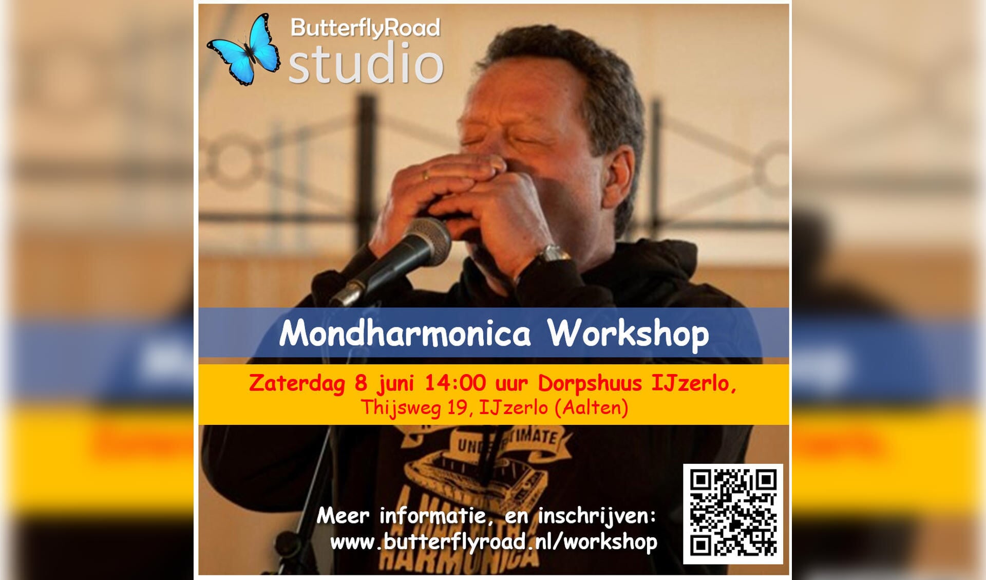 Zaterdag 8 juni mondharmonica workshop Dorpshuus IJzerlo