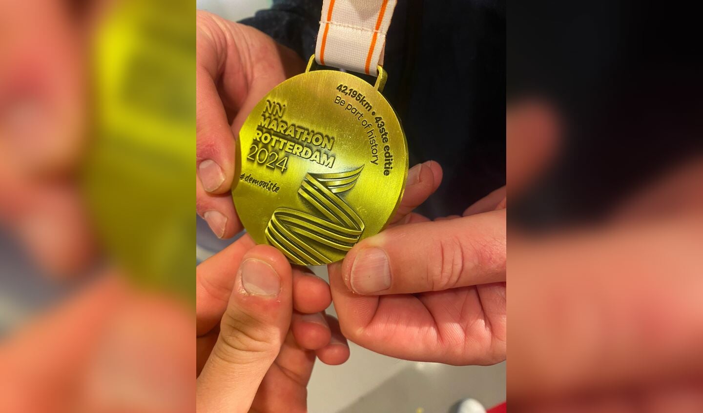 De medaille van René Wenting, marathon Rotterdam. Foto: PR