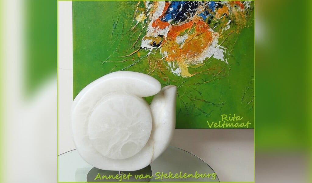 Werk van Rita Veltmaat en Annejet van Stekelenburg, te zien bij Galerie Arti-Rita tijdens de AtelierRoute Berkelland. Foto: PR