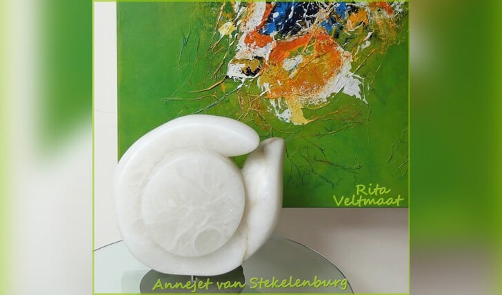 Werk van Rita Veltmaat en Annejet van Stekelenburg, te zien bij Galerie Arti-Rita tijdens de AtelierRoute Berkelland. Foto: PR