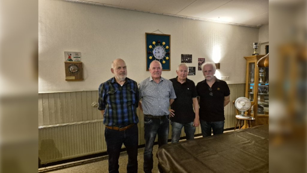 De winnaars van het ZM-biljarttoernooi. Vlnr: 1. Frits Gierveld (Meddo), 2. Bennie Nijhuis (Lichtenvoorde), 3. Gerrit Nijman (Bredevoort) en 4. Arie Kox (Ruurlo). 