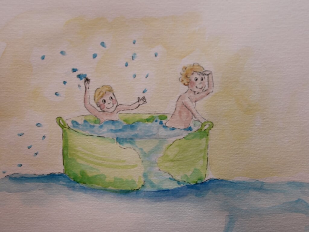 Een waterballet in bad. Illustratie: Manon Wensink-Veenhuis