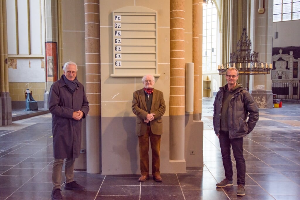Arnold Gerritsen, Gert Vrieze en Michel Groothedde (v.l.n.r.) in de Walburgiskerk Zutphen. Foto: PR