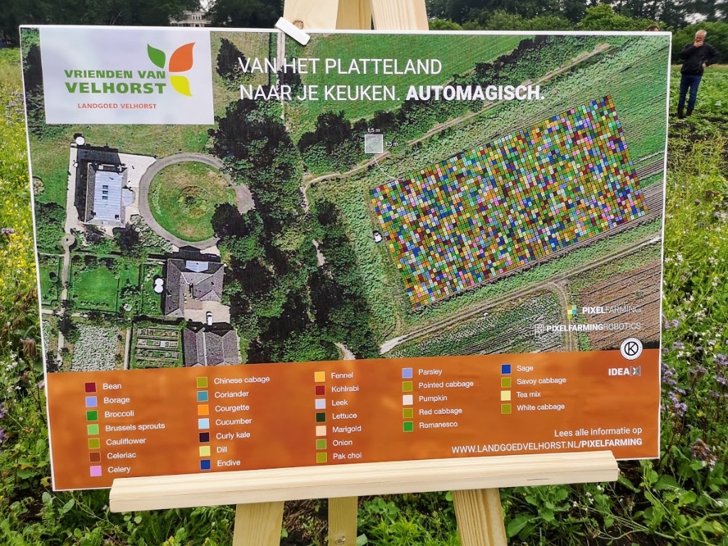 Een overzicht van de pixels op landgoed De Velhorst. De gewasnamen zijn hier in het Engels weergegeven. Foto: Henri Bruntink