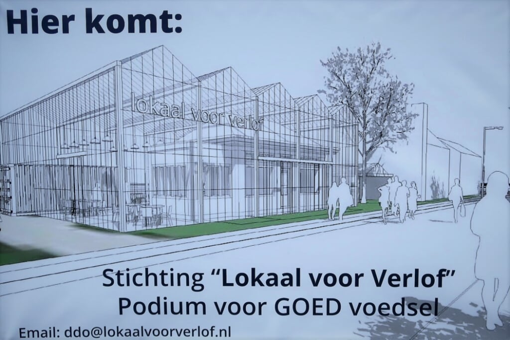 Het ontwerp voor het door een glazen atrium overkapte ‘Lokaal voor Verlof’ -Podium voor GOED voedsel-. Foto: Theo Huijskes