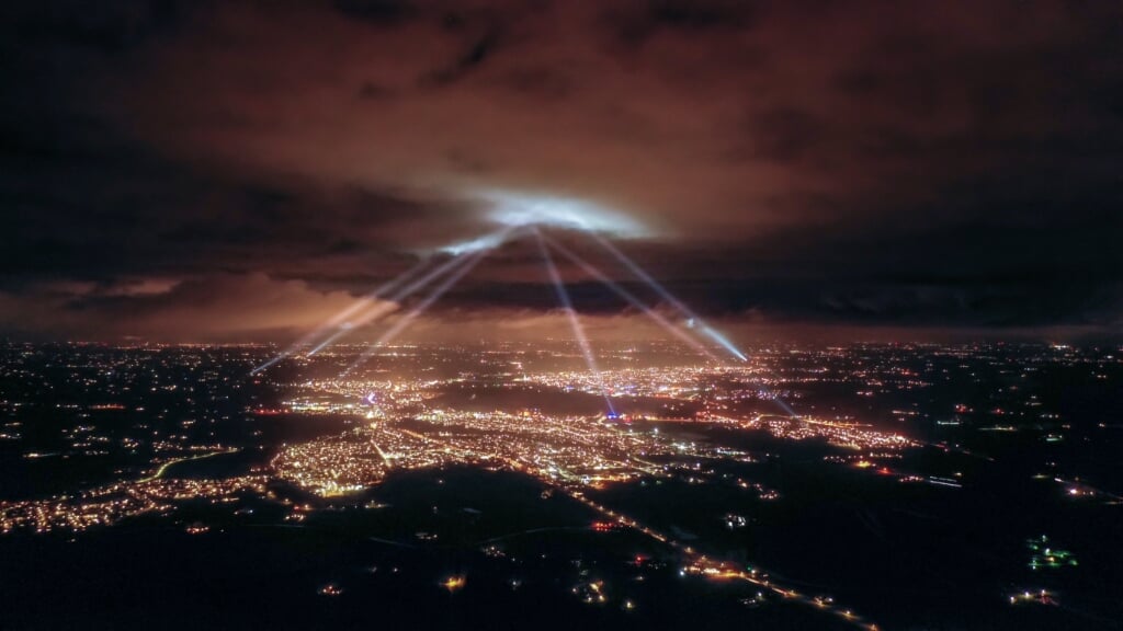 Oosterlicht Verbindt, foto uit 2020, gemaakt met een drone in Oude IJsselstreek. Foto: Frank Bosvelt