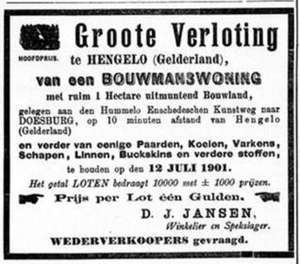 Advertentie in de krant van juli 1901. Foto: Archief Willy Hermans