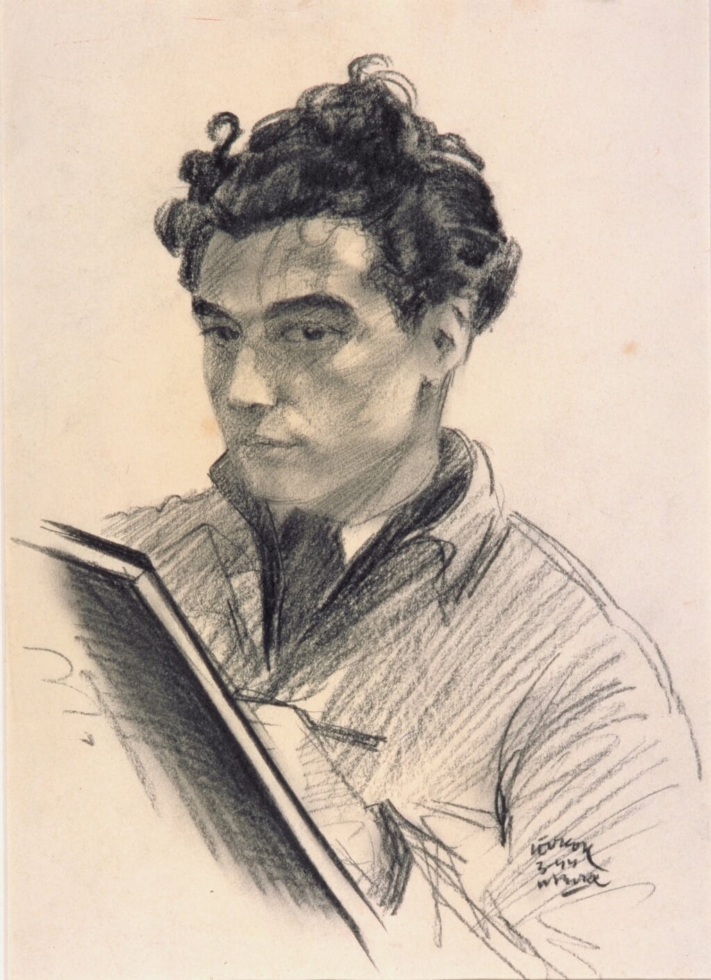 Een zelfportret van Leo Kok in 1944. 