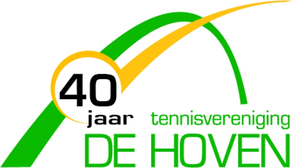 Logo van de jubilerende Tennisvereniging De Hoven.