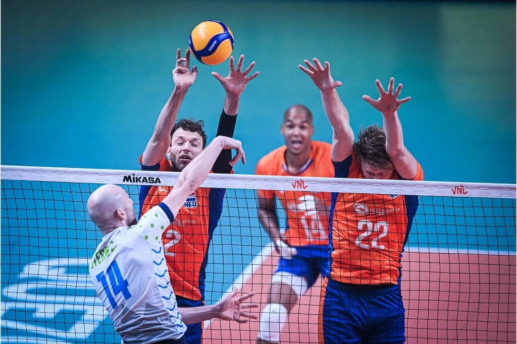 Nederland-Slovenië tijdens de Volleyball Nations League 2022. Foto:Nevobo/fotohoogendoorn.nl  