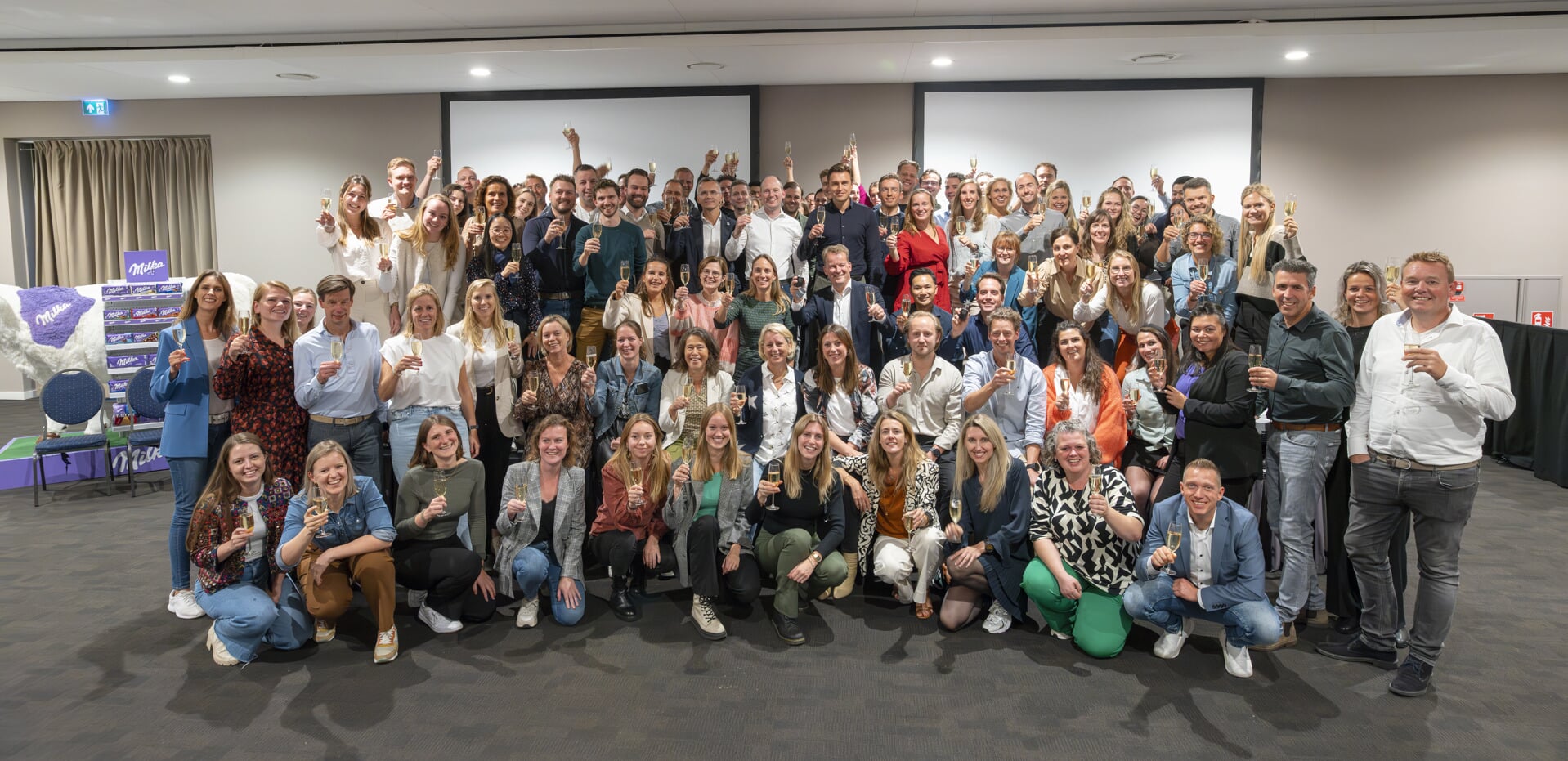 Het commerciële team van Mondelez bijeen tijdens een intern event, begin oktober in Wageningen.