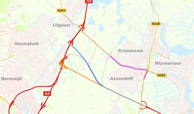 De verschillende opties voor de toekomstige A8-A9 Verbinding.