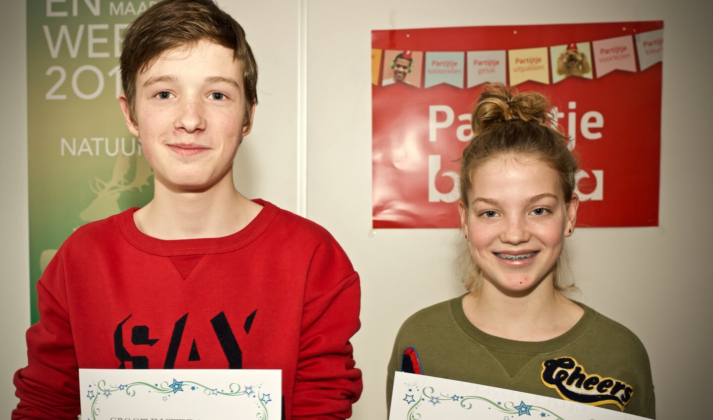 Winnaars bij de jeugd:
Wouter Schouten en Pien Borst, derde prijs winnaar Sil Keijser (ontbreekt op de foto) werd later bekend gemaakt.