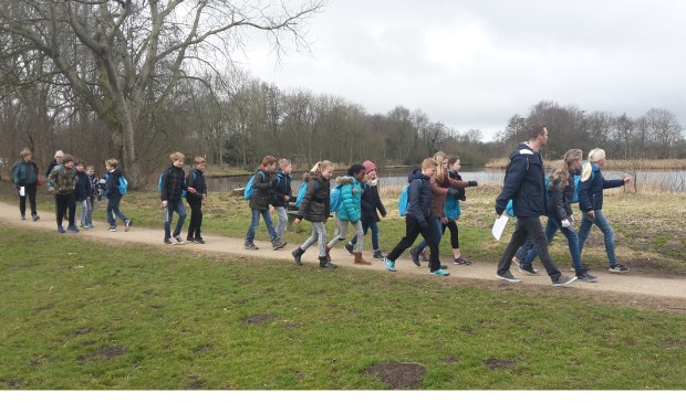 Groep 7 van de Zuidwester wandelt voor Simavi.