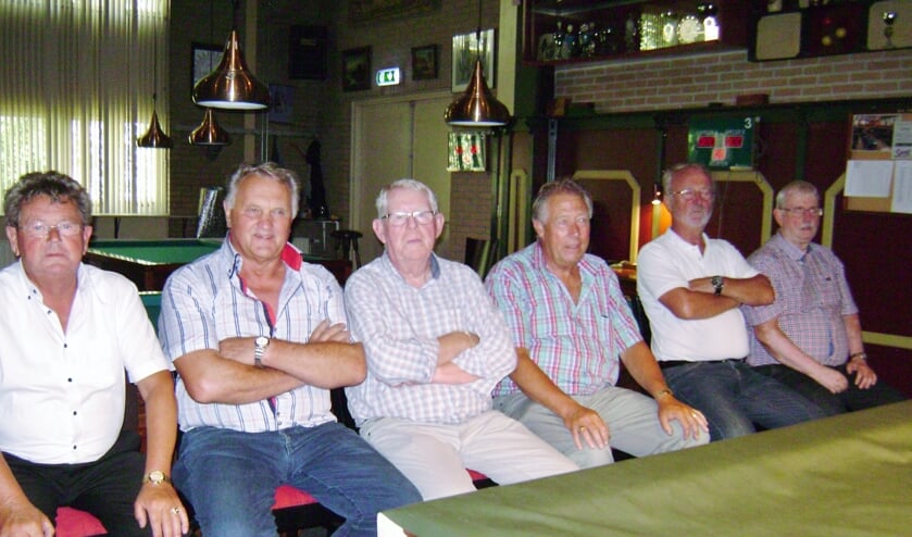 V.l.n.r. Gert Tuyn, Sjaak Hink, Rein Kruijer, Ton de Zwart, Klaas Zwaan en Ton Boerhof.
