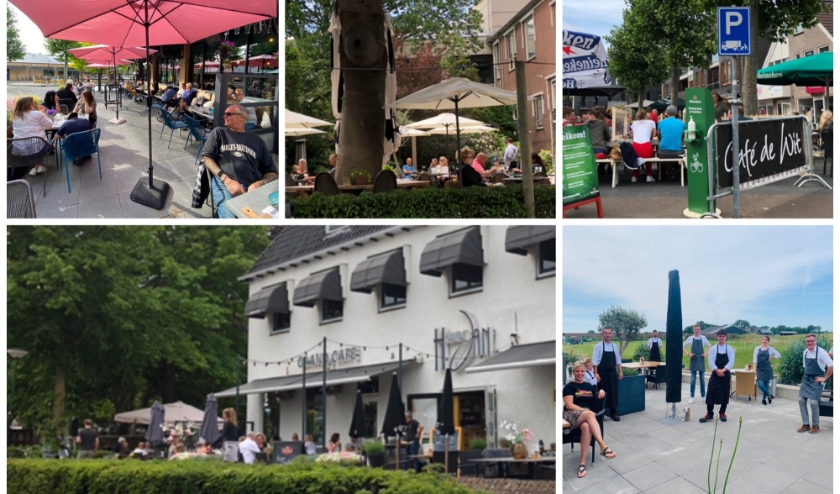 Met de klok mee: Restaurant Spijkers, Bar Restaurant De Kamer, Café de Wit, Brasserie in 't Groen (vlak voor opening) en Herberg Jan.