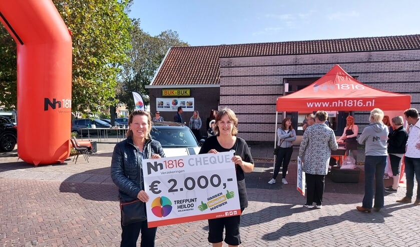 <p>Claudia Spit (l) en Wanda Vasbinder (r) mochten een mooie cheque in ontvangst nemen.</p>