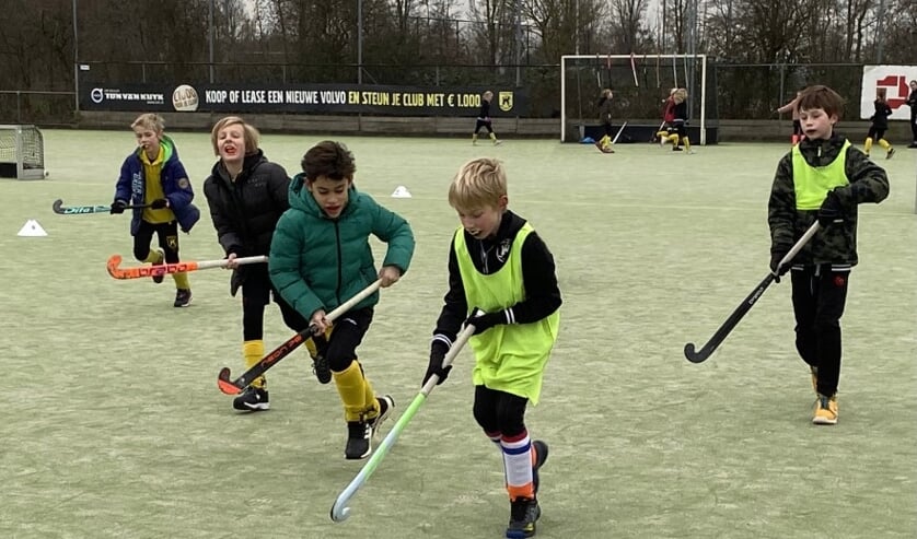 <p>De jonge hockeyers genoten van een gevarieerde training. </p>