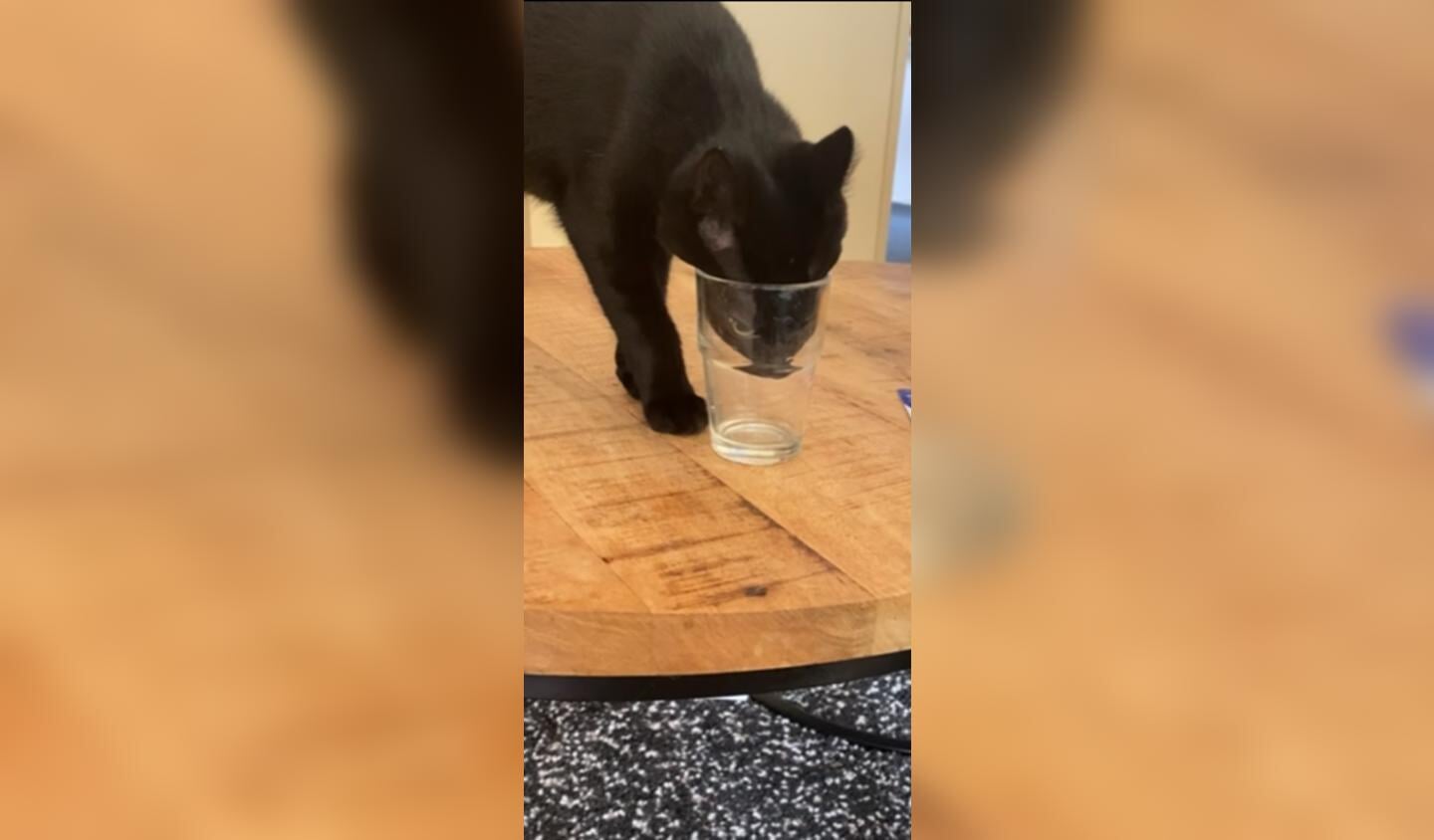 Luther drinkt uit het glas.