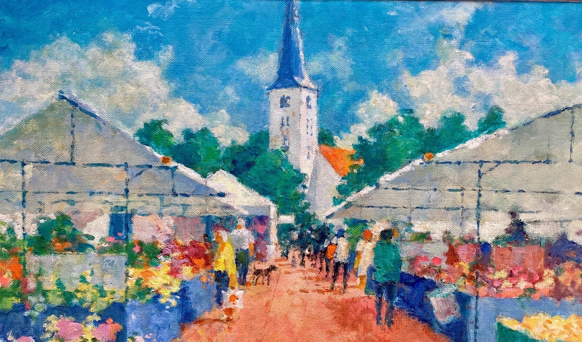 De markt met op de achtergrond de Witte Kerk, vastgelegd door Jan Giling. 