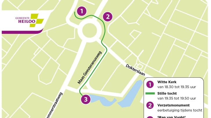 Route van de herdenking op 4 mei 2024 in Heiloo.