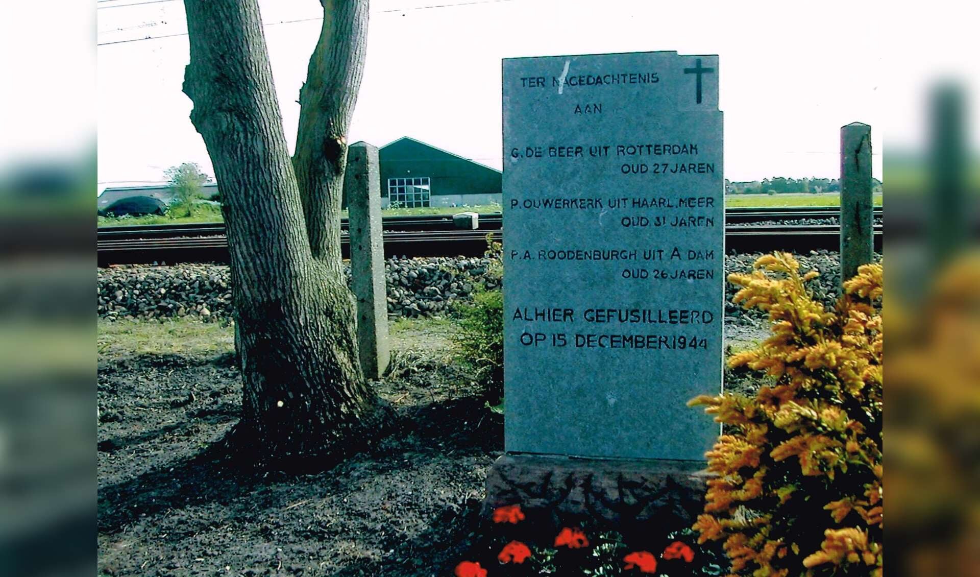 Het monument langs de spoorlijn in de buurt van zorgboerderij Het Kooghuis.