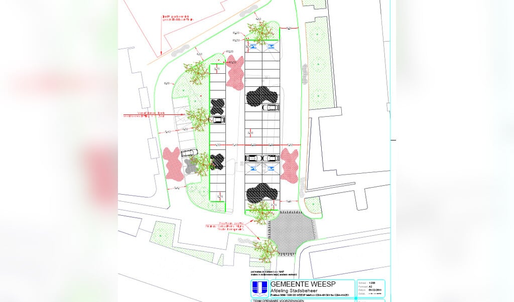 Het herinrichtingsplan voor het parkeerterrein bij Oversingel 