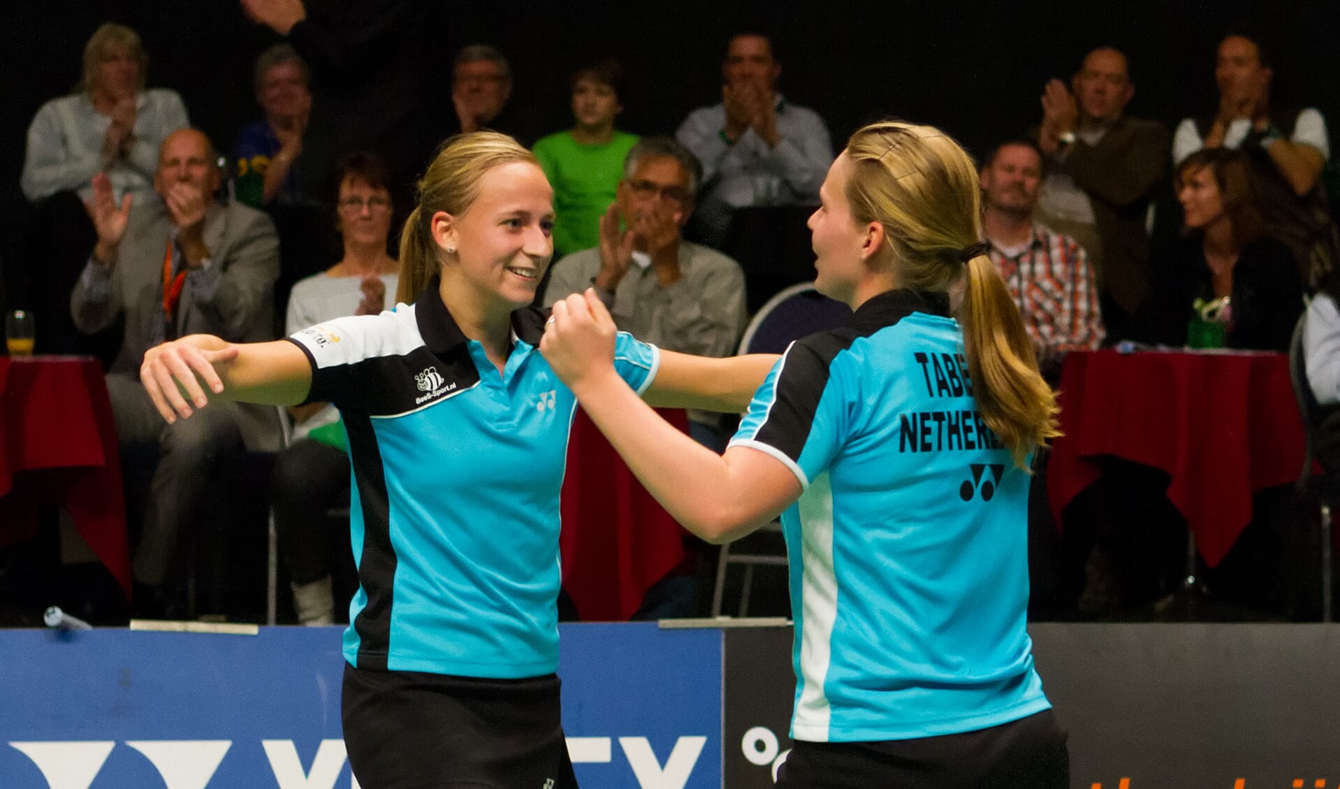 Selena Piek en Iris Tabeling op het Dutch Open, vorig jaar. Foto: Arthur van der Velde