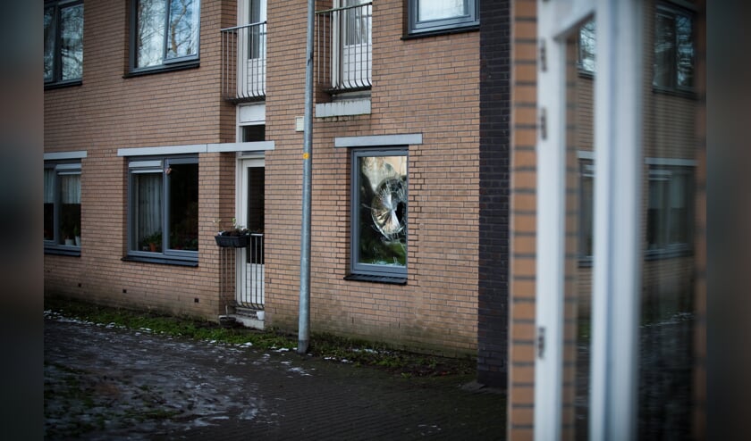 Raam Oversingel ingegooid.