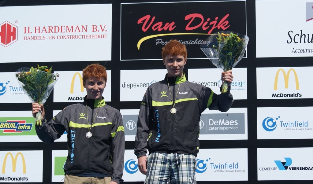 Tim (1e) en Daan Jacobs (2e) zijn in Veenendaal de snelsten in categorie tot 30 jaar.