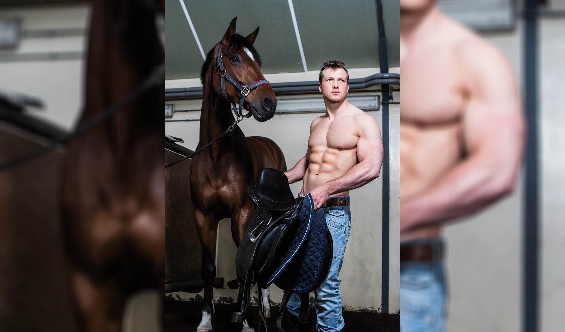 Fitnessmodel Sil Visser poseerde voor het goede doel voor de Horse en Hunk-kalender 2016.