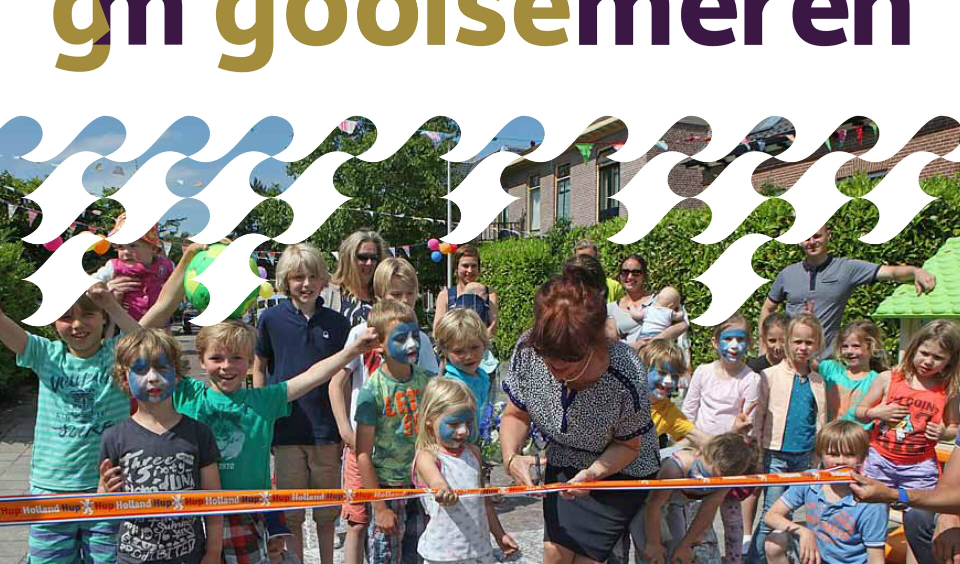 Het logo van Gooise Meren. Daaronder het patroon 'water'. 