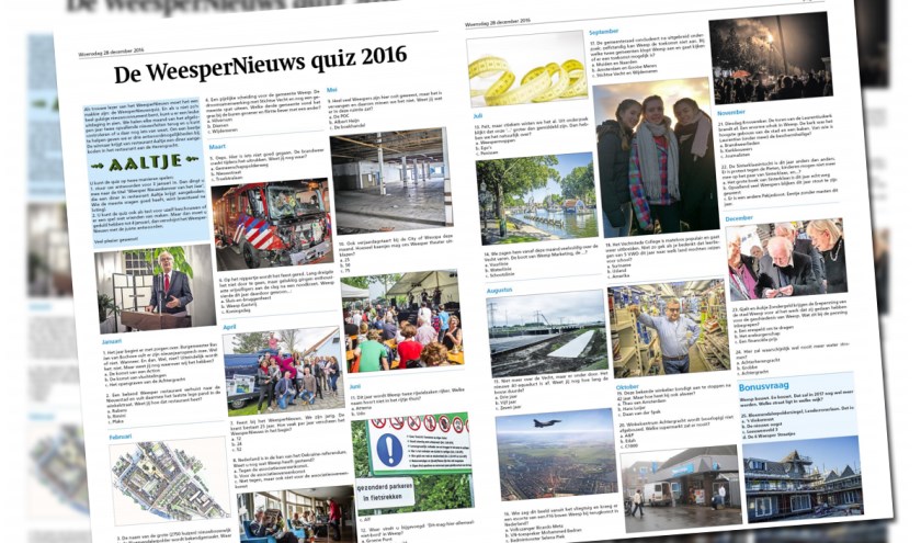 De Weespernieuws quiz staat weer in de krant