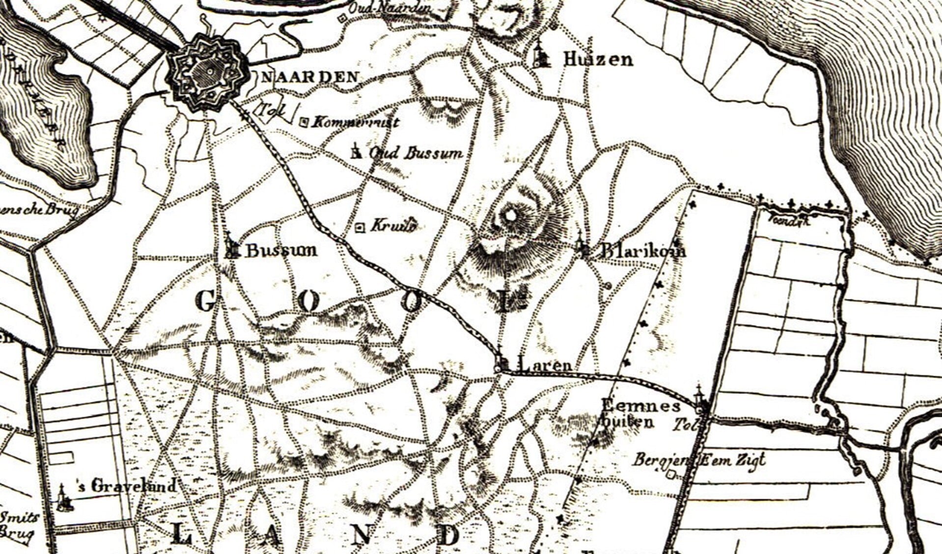 Blaricum en omgeving in 1810. 