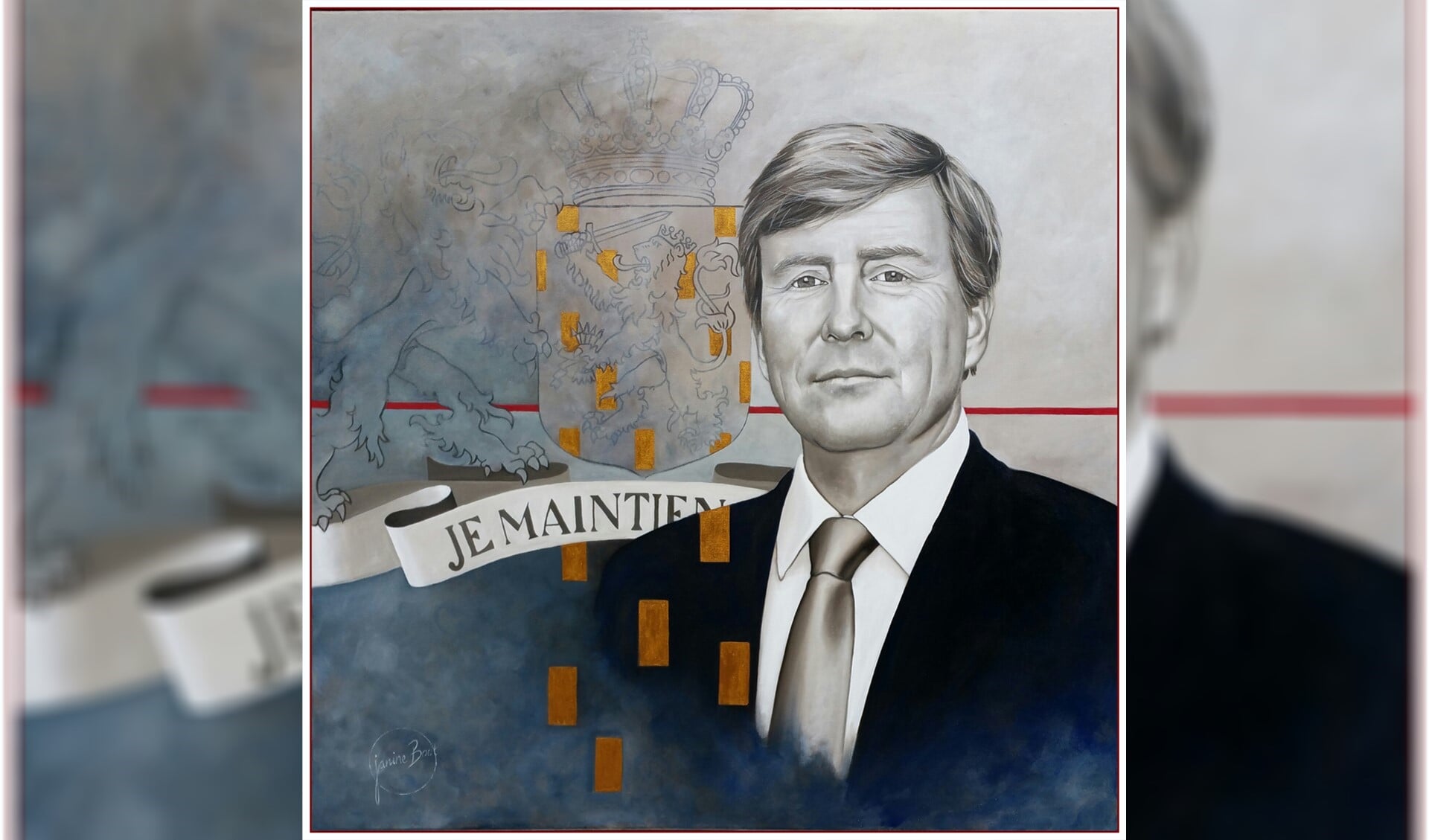 Een uitsnede uit ‘Je Maintiendrai’, schilderij in olieverf van Janine Boot.