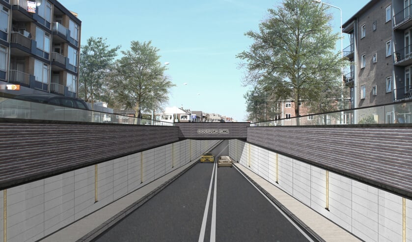 Artist impression van de spoorwegonderdoorgang.